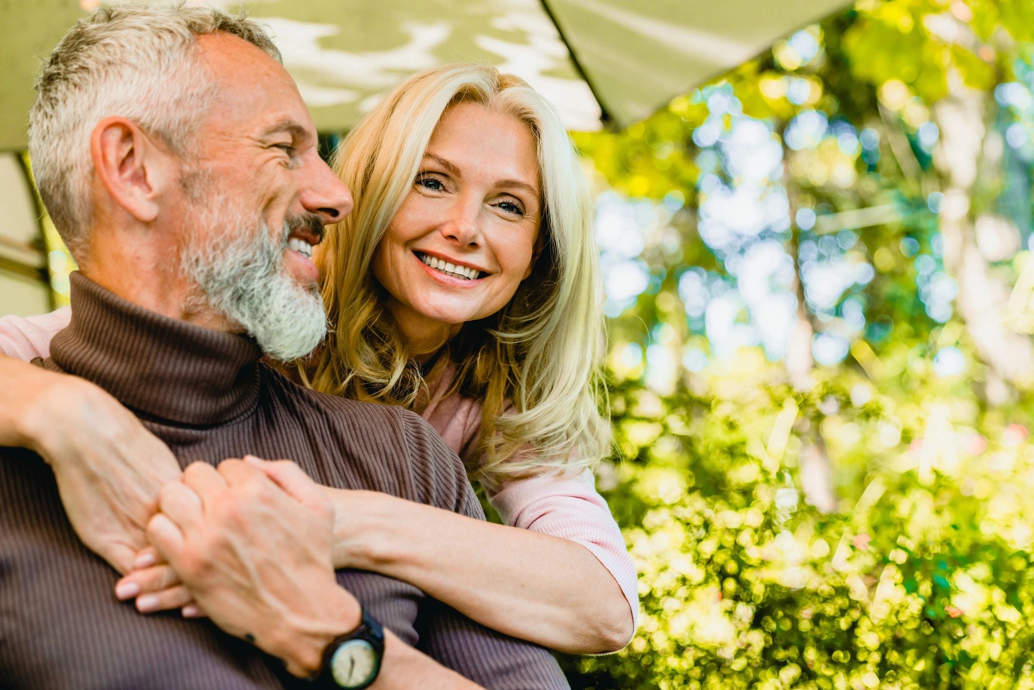 Smiling couple outdoors